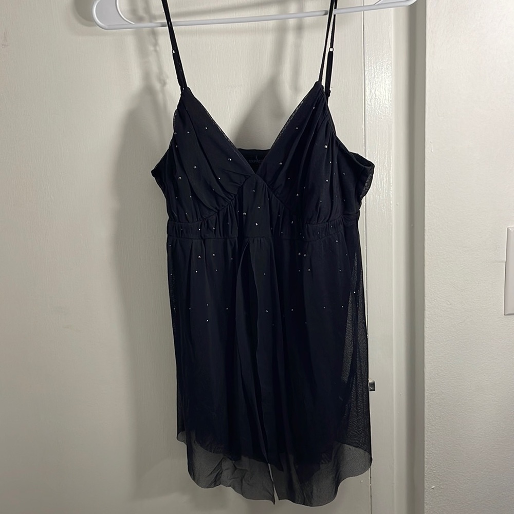 Jammed black tank top/blouse